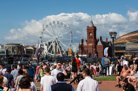 Big wheel and Pierhead building, Cardiff Bay