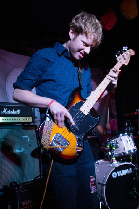 Bassist of Himalayas, Louis Heaps, performing in Moon Club, Cardiff on Saturday 22nd October.