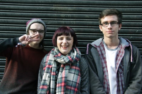 Members of Chroma, Zac Mather, Katie Hall and Liam Bevan posing outside Undertone on Sunday 23rd October.