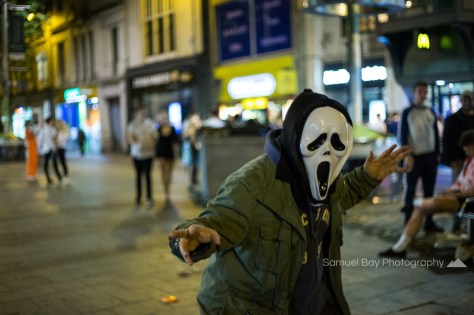 Revellers in fancy dress during Hallowe'en celebrations- 1st November 2016 - Queen Street Cardiff, United Kingdom. ©Samuel Bay
