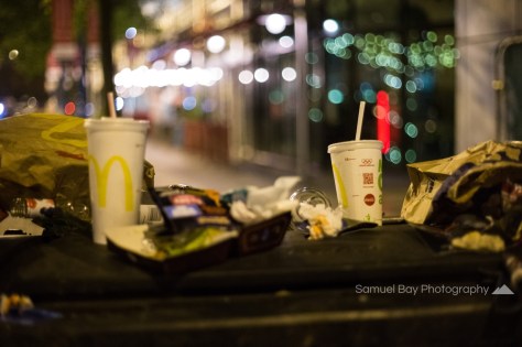 Litter left in the street after Hallowe'en celebrations- 1st November 2016 - Queen Street Cardiff, United Kingdom. ©Samuel Bay