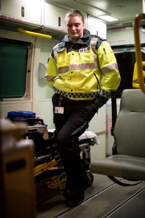 UNITED KINGDOM, WALES; October 31 2016. Portrait of 'MJ', an employee at St John's Ambulance working in Cardiff to help intoxicated people at night.
