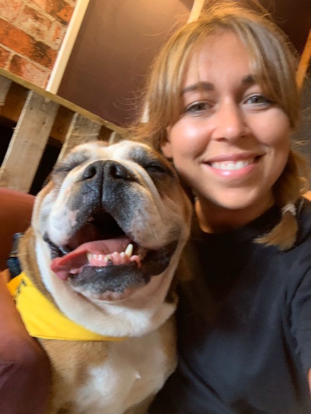 A girl and a dog